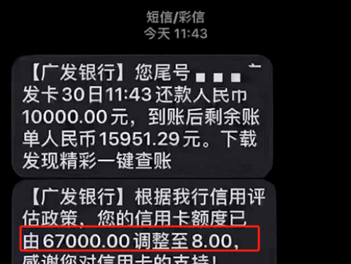用卡不当，额度被降为8元